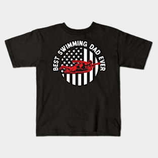 Swimming best dad vintage usa flag theme Kids T-Shirt